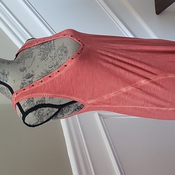 NWOT Free People Maxi Dress Coral Small Cut Out Back Side Vent Beautiful - Picture 8 of 8